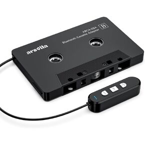 Arsvita Car Audio Bluetooth Cassette Receiver, Bluetooth 5.0 Cassette to Aux Adapter for car, Tape Audio Adapter, Support Micro SD Card, Hands-Free Call, Black