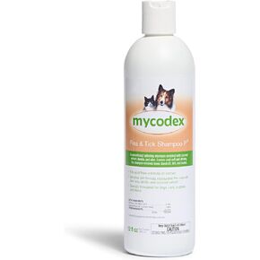 PRN Pharmacal Mycodex Flea and Tick Shampoo P3 - Sensitive Skin Shampoo for Dogs & Cats - with Oatmeal, Lanolin, & Aloe - Removes Dandruff, Dirt, & Scales While Killing Fleas, Ticks & Lice - 12 Fl Oz