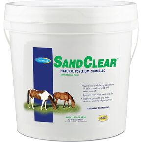 Farnam Sand Clear for Horses Natural Psyllium Crumbles, Veterinarian recommended to support the removal of sand & dirt from the ventral colon, 3 lbs., 9 scoops