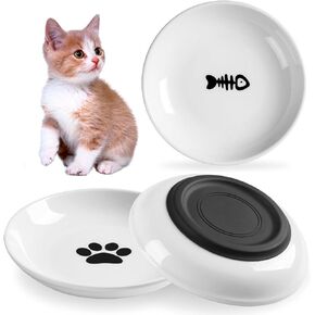 Cat Food Bowl Ceramic Cat Bowls with Nonslip Silicone Bottom，Cat Dish Pet Food Bowls Cat Water Bowl Cat Feeding Bowls，3 Pack