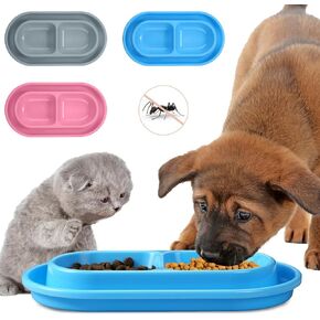 3 Pieces Cat Food Bowl Outdoor Cat Bowl No Spill Feeding Kitten Dish Ease of Cleaning Outdoor Cat Feeder for Small and Medium Dogs and Cats Eating Drinking (Blue, Pink, Gray)