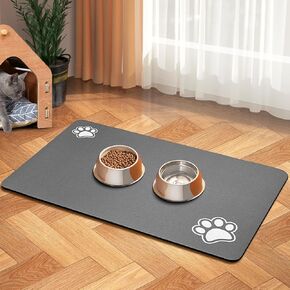 Pet Feeding Mat-Absorbent Dog Mat for Food and Water Bowl-Dog Accessories Pet Supplies-Dog Water Bowl for Messy Drinkers-No Stains Quick Dry Dog Water Dispenser Mat (12"x19", Brown)