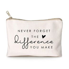 Never Forget The Difference You Make Coworker Retirement Gift Retiring Teacher Cosmetic Bag Makeup Bag Makeup Pouch Thank You Gift, Retirement Gift, Coworker Meaningful Leaving