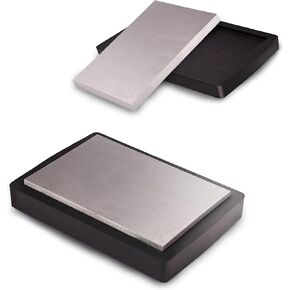 MaxoPro 4"x6" Steel Bench Block Flat Anvil Jewelers Tool with Tough Rubber Block – Heat-Treated Scratch-Resistant Solid Metal Bench Block for Jewelry Making, Repairing, Metal Stamping
