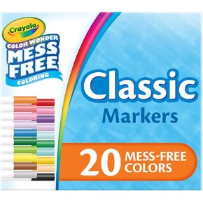 Crayola Color Wonder Marker Set, 20 Mess Free Broad Line Markers for Kids & Toddlers 3+