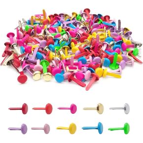 Quacc 200pcs Multicolor Split Pins Round Scrapbooking Brads Split Pins Paper Fasteners Brads for Craft Art Crafting School Project Decorative Scrapbooking DIY Supplies (0.24 x 0.5Inch)