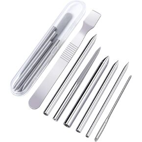 Ruisita 7 Pack Stainless Steel Paracord FID Set Paracord Lacing Stitching Needles and Smoothing Tool with Clear Storage Box for Laces Strings Leather Weaving and Paracord Bracelet
