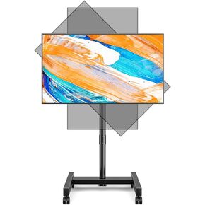5Rcom Rolling TV Stand, Mobile TV Cart for 13-50 Inch Flat Curved TV with Tilting and Rotating, Portrait to Landscape, Height Adjustable Portable TV Stand with Wheels for Home/Office/Outdoor/Mall