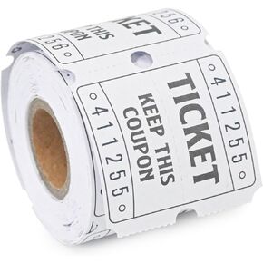 250 Raffle Tickets, 50/50 Double Roll Tickets for Raffles, Carnival, Door Prizes and Class Reward (White)