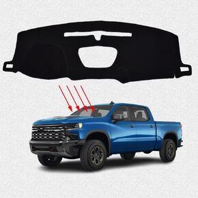 Dashboard Cover Mat Custom Fit Dashboard Protector,Dash Cover Easy Installation, Reduces Glare,Eliminates Cracking for Silverado 1500(2019 2020 2021 2021)