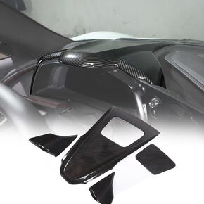 غطاء لوحة القيادة للتحكم متوافق مع كورفيت C8 ستينغراي 2020-2023 ABS 4 قطع غطاء الحافة العلوية للوحة القيادة، ملحقات غطاء جانبي لعداد السرعة للسيارة (كربون ABS)