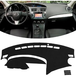 KEYOOG Dashboard Cover Dash Mat Fit for 2013-2010 Ma-zda 3 (for Left Hand Drive),Car Dash Board Mat Anti-Glare Carpet,Non-Slip Pad Sunshield Protector (Black)