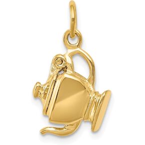 14k Yellow Gold 3-D Tea Pot Lid Opens Charm - 18mm