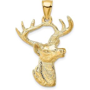 Solid 10k Yellow Gold Deer Head Profile Charm - 34.5mm