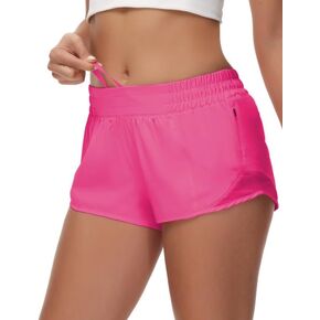 Running Shorts for Women Athletic Shorts Quick-Dry Gym with Zipper Pockets Workout Sports Shorts