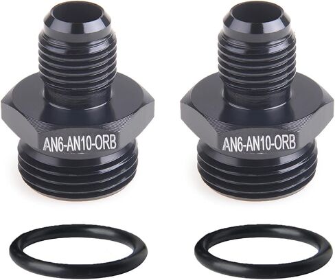 10AN مضيئة إلى 10AN ORB ذكر O-حلقة بوس مضخة الوقود السكك الحديدية محول تركيب الألومنيوم الأسود 2 قطعة in Saudi Arabia