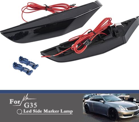 G35 Side Marker Lights for 2003 2004 2005 2006 2007 Infiniti G35 Base/X/Sport/Journey Black Smoked Lens Amber/White Switchback LED Front Bumper Turn Signal Sidemarker Lamps OEM#26180AM800 26185AM800 in Saudi Arabia