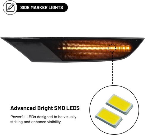 G35 Side Marker Lights for 2003 2004 2005 2006 2007 Infiniti G35 Base/X/Sport/Journey Black Smoked Lens Amber/White Switchback LED Front Bumper Turn Signal Sidemarker Lamps OEM#26180AM800 26185AM800 in Saudi Arabia