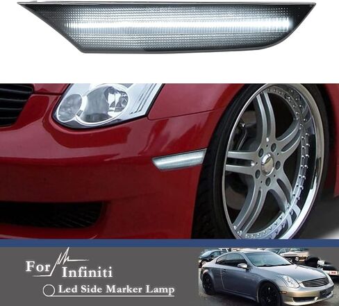 G35 Side Marker Lights for 2003 2004 2005 2006 2007 Infiniti G35 Base/X/Sport/Journey Black Smoked Lens Amber/White Switchback LED Front Bumper Turn Signal Sidemarker Lamps OEM#26180AM800 26185AM800 in Saudi Arabia