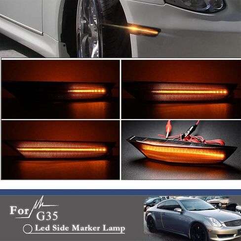 G35 Side Marker Lights for 2003 2004 2005 2006 2007 Infiniti G35 Base/X/Sport/Journey Black Smoked Lens Amber/White Switchback LED Front Bumper Turn Signal Sidemarker Lamps OEM#26180AM800 26185AM800 in Saudi Arabia