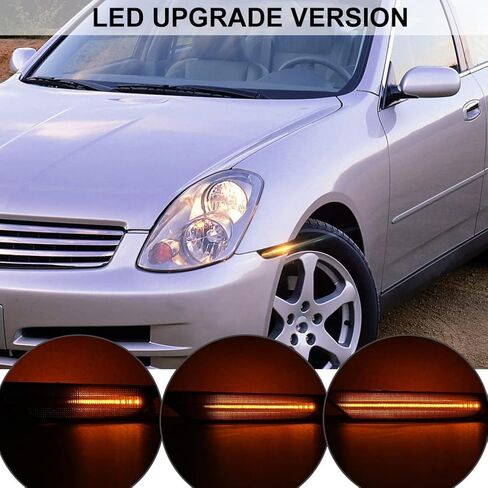 G35 Side Marker Lights for 2003 2004 2005 2006 2007 Infiniti G35 Base/X/Sport/Journey Black Smoked Lens Amber/White Switchback LED Front Bumper Turn Signal Sidemarker Lamps OEM#26180AM800 26185AM800 in Saudi Arabia