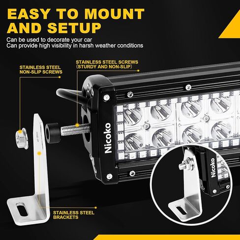 Nicoko Flushmount 18w 3inch work light Spotlight Fog lights with Chasing RGB halo ring for 16 Million Colors Changing Over 200 Flashing Modes Flasing Strobe Lights IP 68 waterproof 2 year warranty in Kuwait