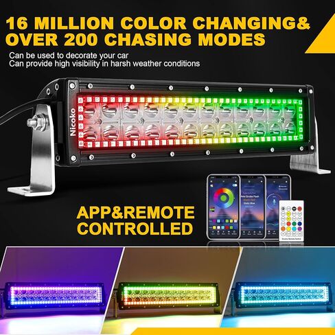 Nicoko Flushmount 18w 3inch work light Spotlight Fog lights with Chasing RGB halo ring for 16 Million Colors Changing Over 200 Flashing Modes Flasing Strobe Lights IP 68 waterproof 2 year warranty in Kuwait