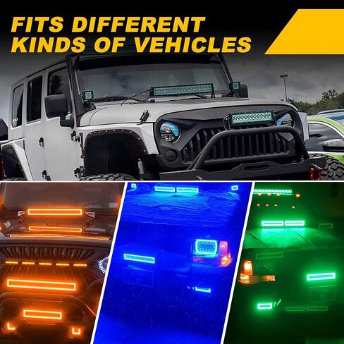 Nicoko Flushmount 18w 3inch work light Spotlight Fog lights with Chasing RGB halo ring for 16 Million Colors Changing Over 200 Flashing Modes Flasing Strobe Lights IP 68 waterproof 2 year warranty in Kuwait