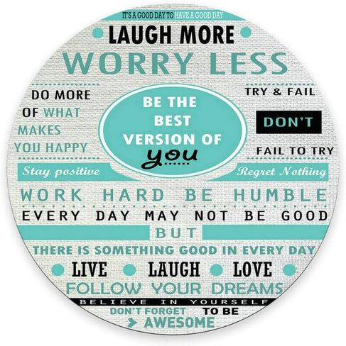 Motivational Quote Mousepad, Inspirational Quotes Mouse Pad Custom Design, Laugh More Worry Less Don't Forget to Be Awesome, 7.87 X 7.87 Inch (200mmX200mmX3mm) in Saudi Arabia