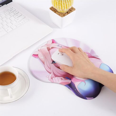 منصات ماوس Ahri 3D Girl Anime مع مسند للمعصم، لوحات ماوس للألعاب Oppai ثنائية الاتجاه (MP-Ahri) in Kuwait
