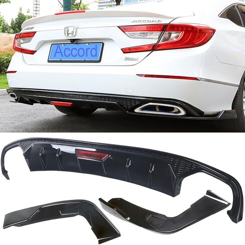 Rear Diffuser Bumper Lip Spoiler Splitters Body Kit Painted Black for 2018 19 20 21 2022 Honda Accord with Corner Apron Spats Glossy Black Rear Bumper Lip in Saudi Arabia