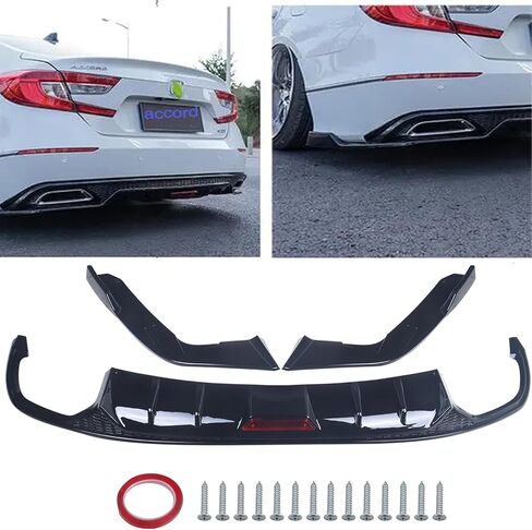Rear Diffuser Bumper Lip Spoiler Splitters Body Kit Painted Black for 2018 19 20 21 2022 Honda Accord with Corner Apron Spats Glossy Black Rear Bumper Lip in Saudi Arabia