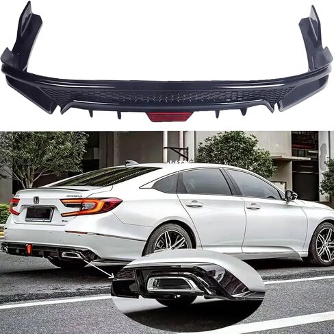 Rear Diffuser Bumper Lip Spoiler Splitters Body Kit Painted Black for 2018 19 20 21 2022 Honda Accord with Corner Apron Spats Glossy Black Rear Bumper Lip in Saudi Arabia