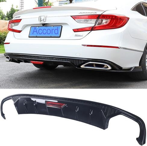 Rear Diffuser Bumper Lip Spoiler Splitters Body Kit Painted Black for 2018 19 20 21 2022 Honda Accord with Corner Apron Spats Glossy Black Rear Bumper Lip in Saudi Arabia