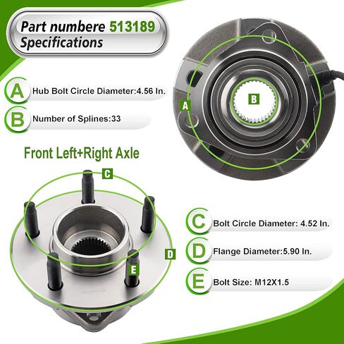513189 Front Wheel Bearing Hub Assembly for 2005-2006 Chevy Equinox, 2006 Pontiac Torrent, 2002-2007 Saturn Vue 5 Lug W/ABS in Kuwait