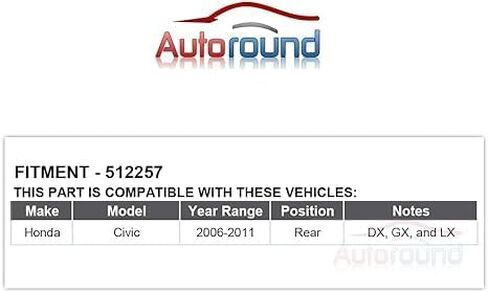 Autoround Pair Rear Wheel Hub and Bearing Assembly 512257 Compatible with Honda Civic LX DX GX 2006 2007 2008 2009 2010 2011 5 Lug in Saudi Arabia