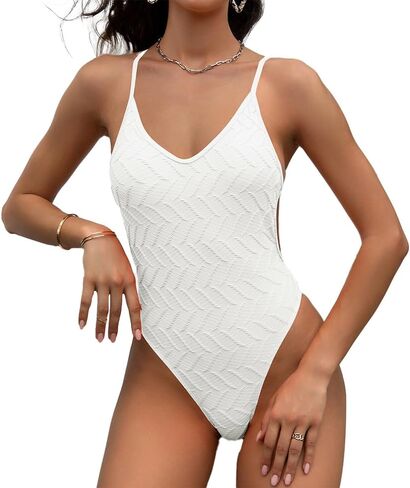 Women's Sexy Back One Piece Swimsuit O-Ring Linked Bathing Suit Solid Color Swimwear in Saudi Arabia