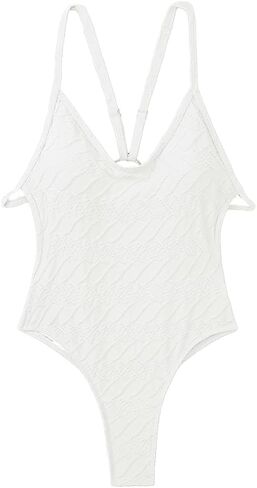 Women's Sexy Back One Piece Swimsuit O-Ring Linked Bathing Suit Solid Color Swimwear in Saudi Arabia
