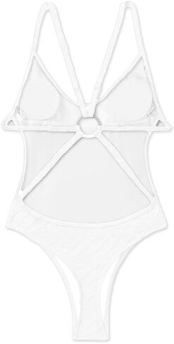 Women's Sexy Back One Piece Swimsuit O-Ring Linked Bathing Suit Solid Color Swimwear in Saudi Arabia
