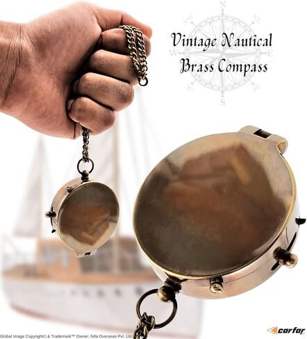 بوصلة بحرية عتيقة قابلة للنقش من النحاس الصلب بوصلة بحرية عتيقة مع صندوق خشبي in Kuwait