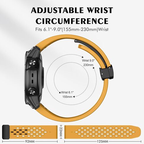 ISABAKE Air-holes Silicone Watch Band for Garmin Fenix 7/Fenix 6 /Fenix 6 Pro/Fenix 5/Fenix 5 Plus, Quick Fit 22MM Soft Sport Wristband Strap with Fold-over Magnetic Closure for Forerunner 955/945/Instinct 2 in Kuwait
