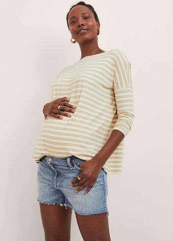 HATCH, The Cut Off Denim Maternity Short, Indigo, 26 in Saudi Arabia