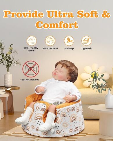 Seat Cover Compatible with Bumbo Seat and Nuby Seat, Baby Floor Seat Cover for Boys and Girls, Removable Breathable Seat Cover, New Designed, Anti-Slip(Cover Only)(Rainbow) in Saudi Arabia