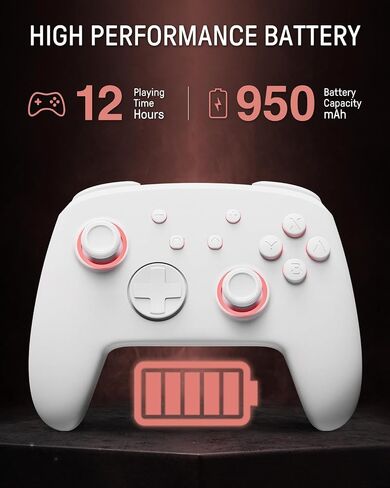 [نمط مضيء] وحدة تحكم Firefly Switch Pro اللاسلكية المتوافقة مع Switch/OLED/Lite، جهاز تحكم عن بعد للوحة ألعاب بلوتوث مع 7 ألوان LED/NFC/مجداف/Turbo - أبيض in Saudi Arabia