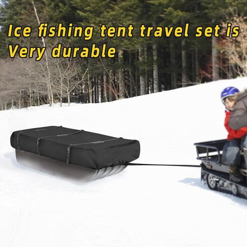 غطاء سفر لزلاجات صيد الأسماك على الجليد - غطاء نقل لمأوى الجليد من قماش أكسفورد 600D مع أشرطة - غطاء نقل لحماية مأوى صيد الأسماك على الجليد من الثلج والجليد لإطالة عمر المعدات in Kuwait