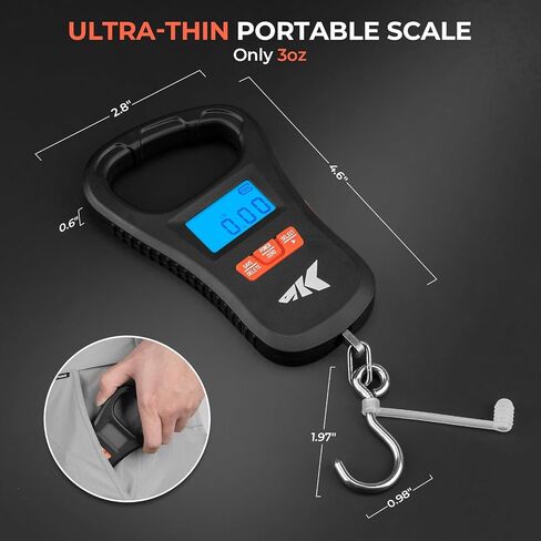 KastKing Fish Scale, ToughTide USB Charging Fishing Scale, 65lb Capacity, Ultra-Thin Digital Fish Scale, LCD Display, Ergonomic Handle, Fish Scales Digital Weight, Fishing Accessories for Men in Saudi Arabia