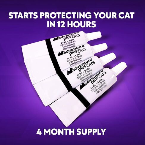Adventure Plus Triple Flea Protection for Cats – Spot on Flea & Tick Prevention for Cats 9lbs & over – 4 Doses in Saudi Arabia