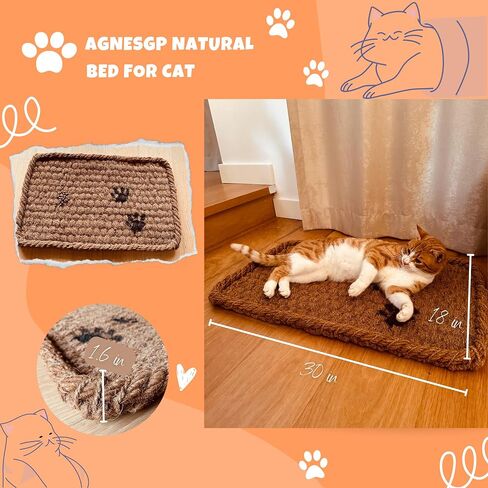 AgnesGP Handcrafted Coco Coir Cat Bed - 30x18x1.6" Organic, Comfortable, Durable Oasis for Cats - Premium Quality, Stylish Design, and Eco-Friendly Haven. in Saudi Arabia