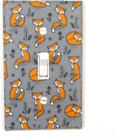 Cute Fox Light Switch Cover Plate Woodland Nursery Decor Handmade Baby Gift Wall Art Decoration (White - Single Standard Toggle) in Saudi Arabia