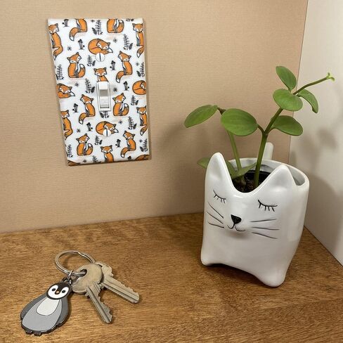 Cute Fox Light Switch Cover Plate Woodland Nursery Decor Handmade Baby Gift Wall Art Decoration (White - Single Standard Toggle) in Saudi Arabia